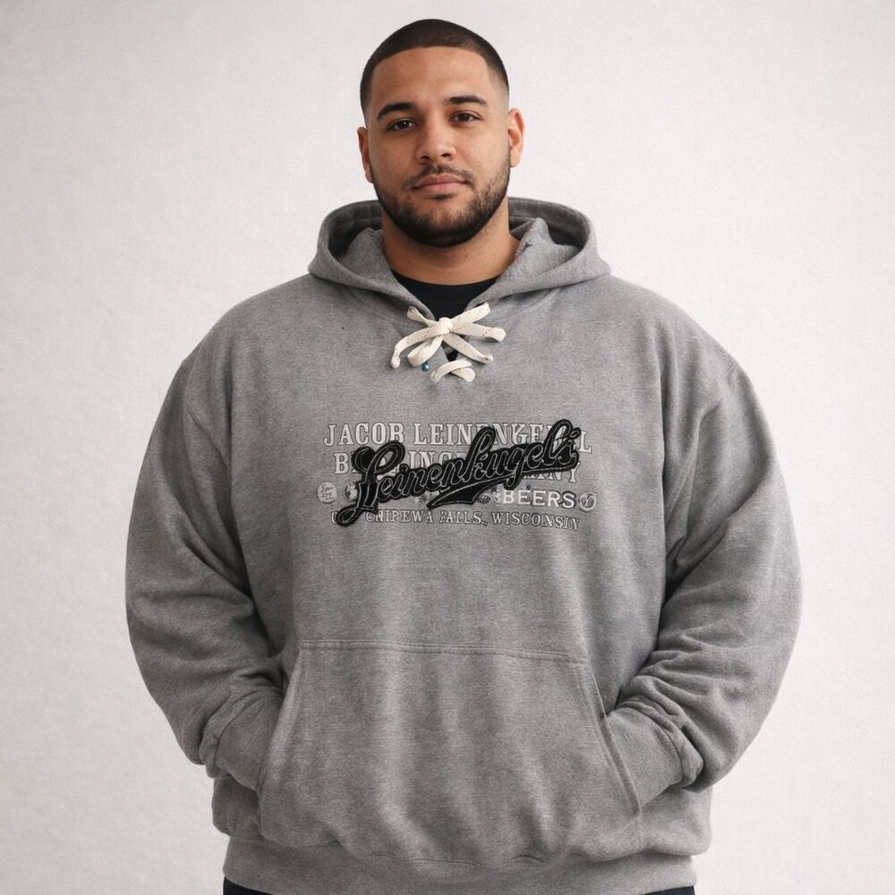 Leinenkugel's Lace Up Hoodie Pullover Fleece Classic XXL Gray Brewery Beer